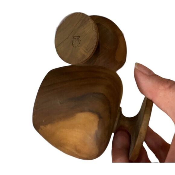 VINTAGE Wood Hand Carved Mini Goblet Chalice Made In Spain X4 MCM Bourbon - Picture 6 of 7